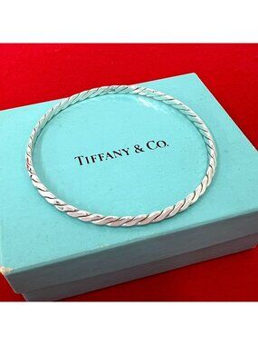 Tiffany & Co Vintage Twist Bangle 925 Sterling Silver Bracelet